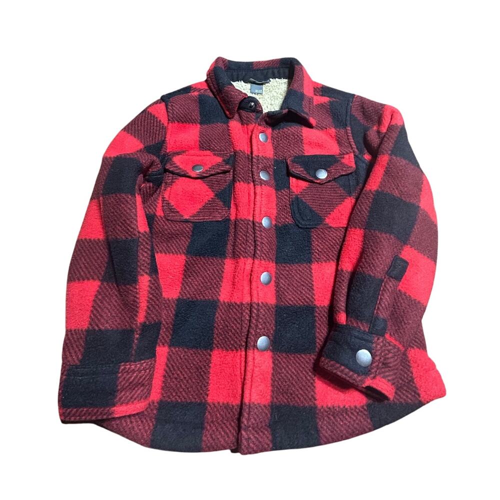 Eddie Bauer Sherpa Lined fleece buffalo check shacket boys sz 4/5